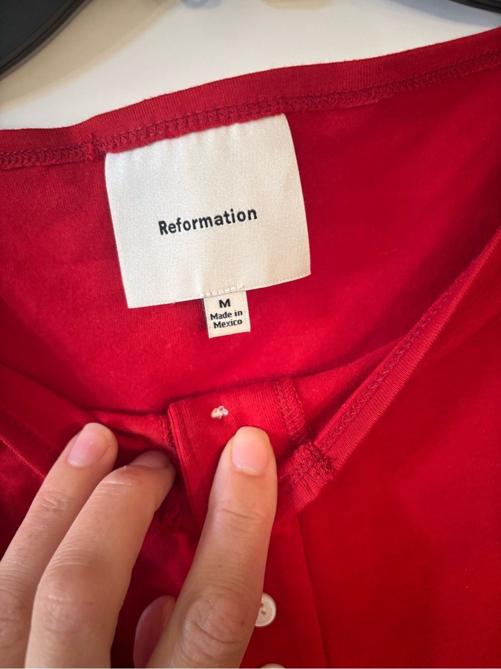 new Reformation Julie button down knit tank in lipstick red - Picture 7 of 7